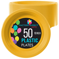 10 In. Yellow Plastic Plates | 50 Count