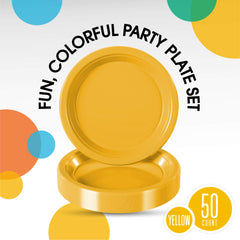 10 In. Yellow Plastic Plates | 50 Count