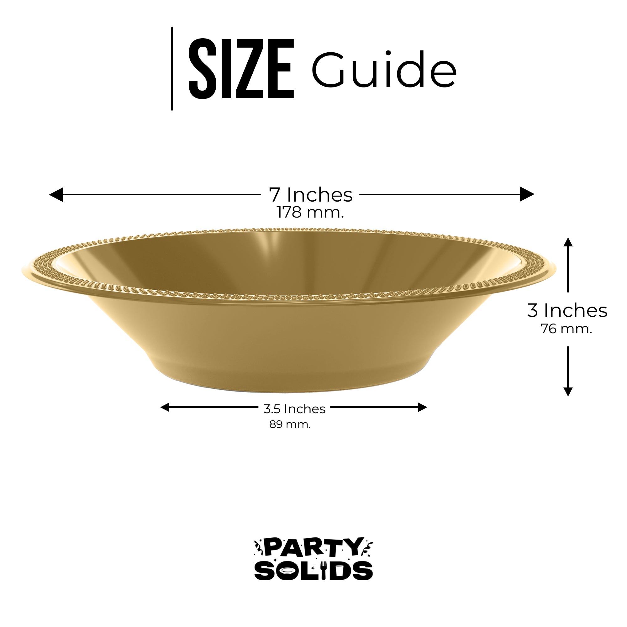 12 Oz. Gold Plastic Bowls | 50 Count