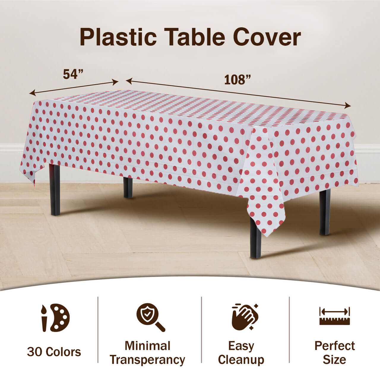 Red Polka Dot Plastic Table Covers | 12 Pack