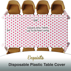 Red Polka Dot Plastic Table Covers | 6 Pack | 54 in. x 108 in.