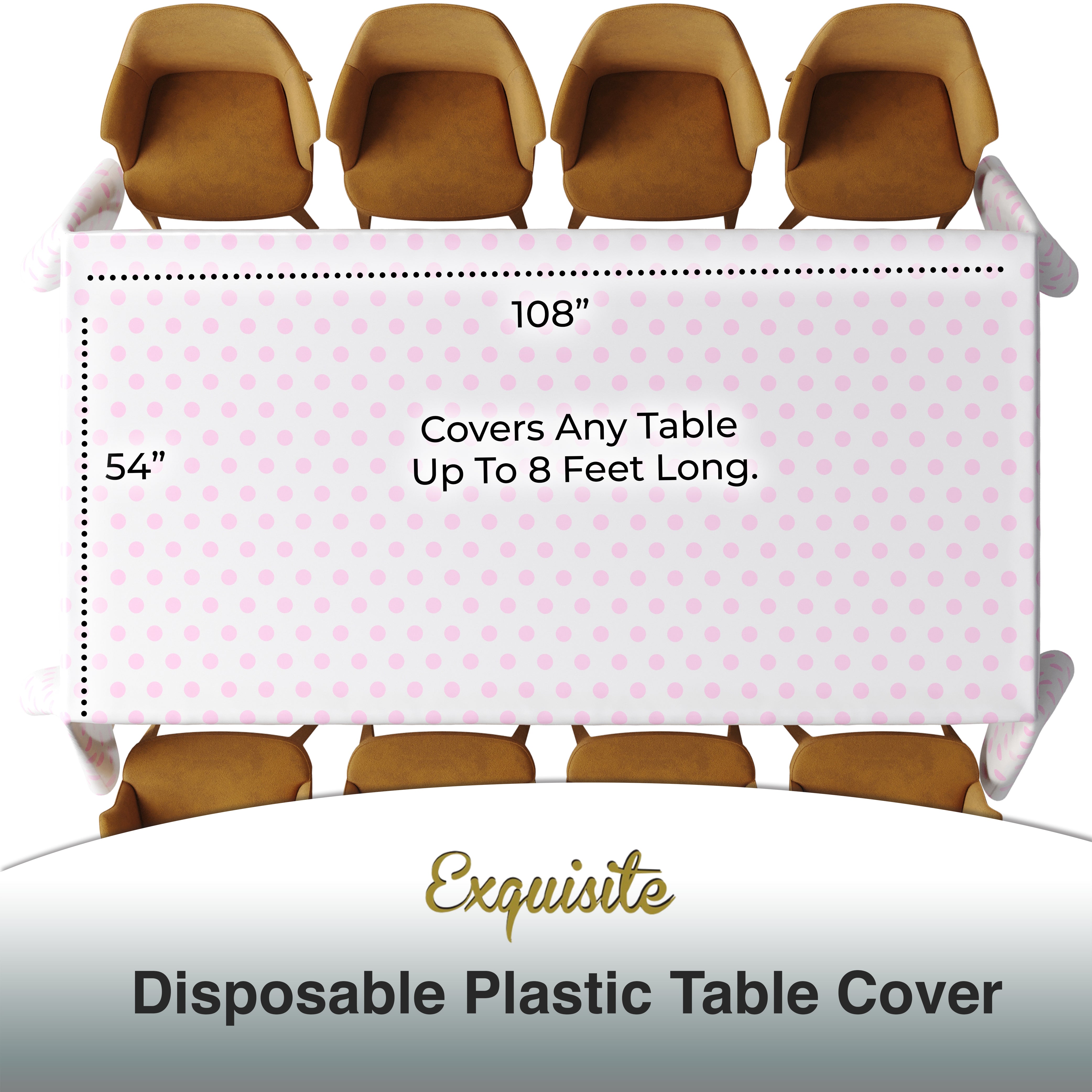 Pink Polka Dot Plastic Table Covers | 12 Pack | 54 in. x 108 in.