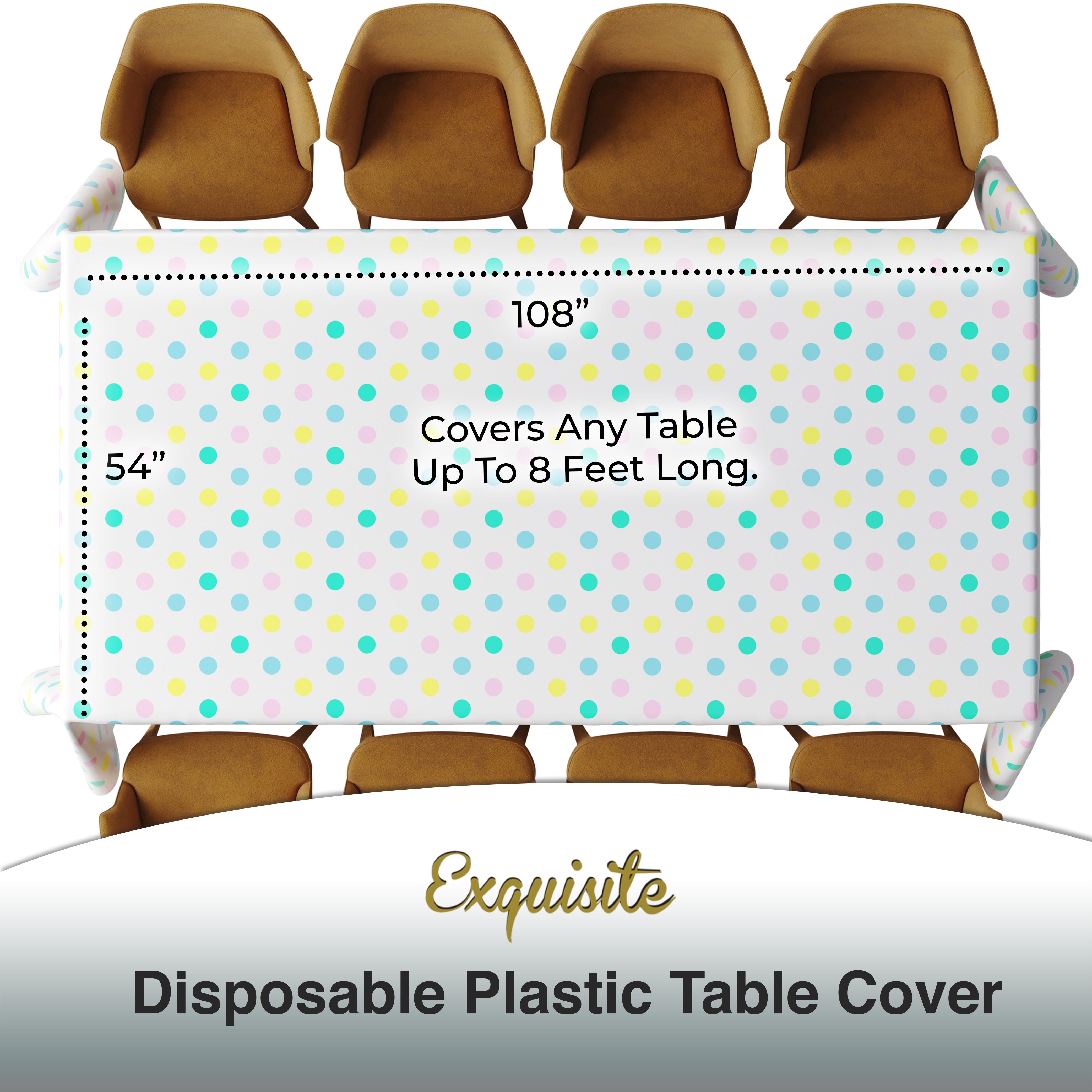 Pastel Polka Dot Plastic Table Covers | 6 Pack | 54 in. x 108 in.
