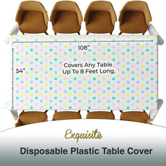 Pastel Polka Dot Plastic Table Covers | 12 Pack | 54 in. x 108 in.