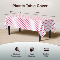 Red Polka Dot Plastic Table Covers | 6 Pack | 54 in. x 108 in.