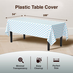 Light Blue Polka Dot Plastic Table Covers | 6 Pack | 54 in. x 108 in.