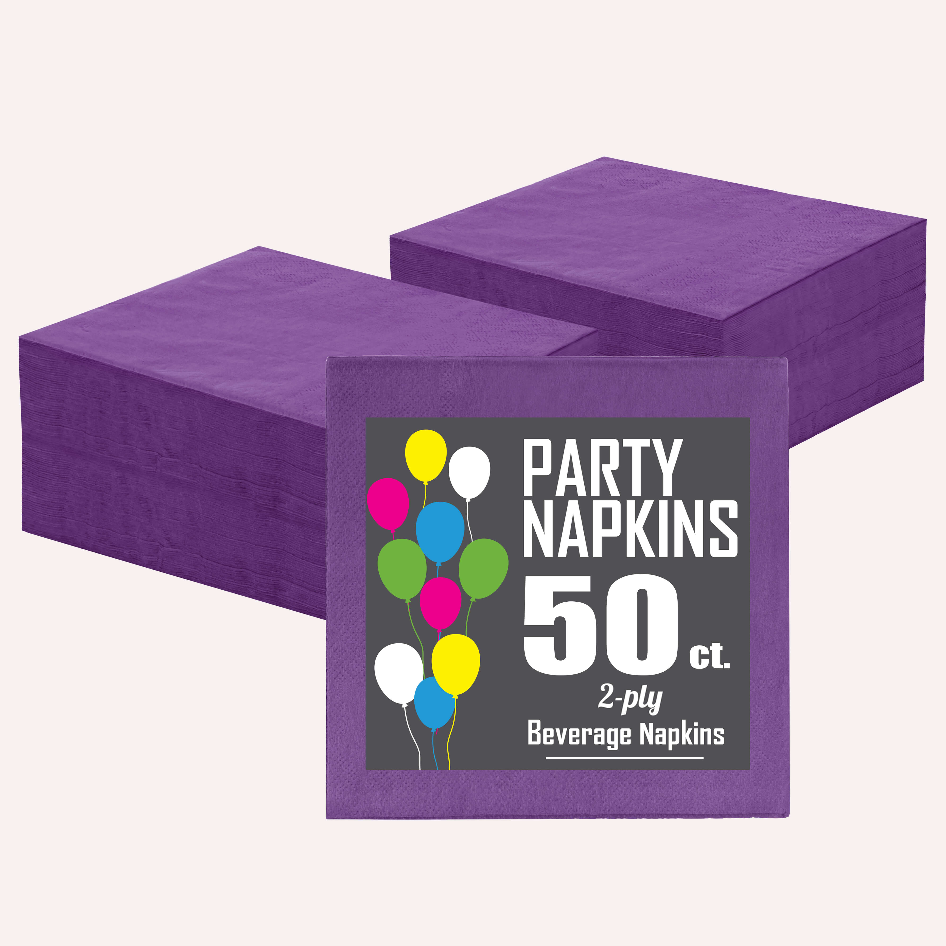 Purple Beverage Napkins | 50 Count