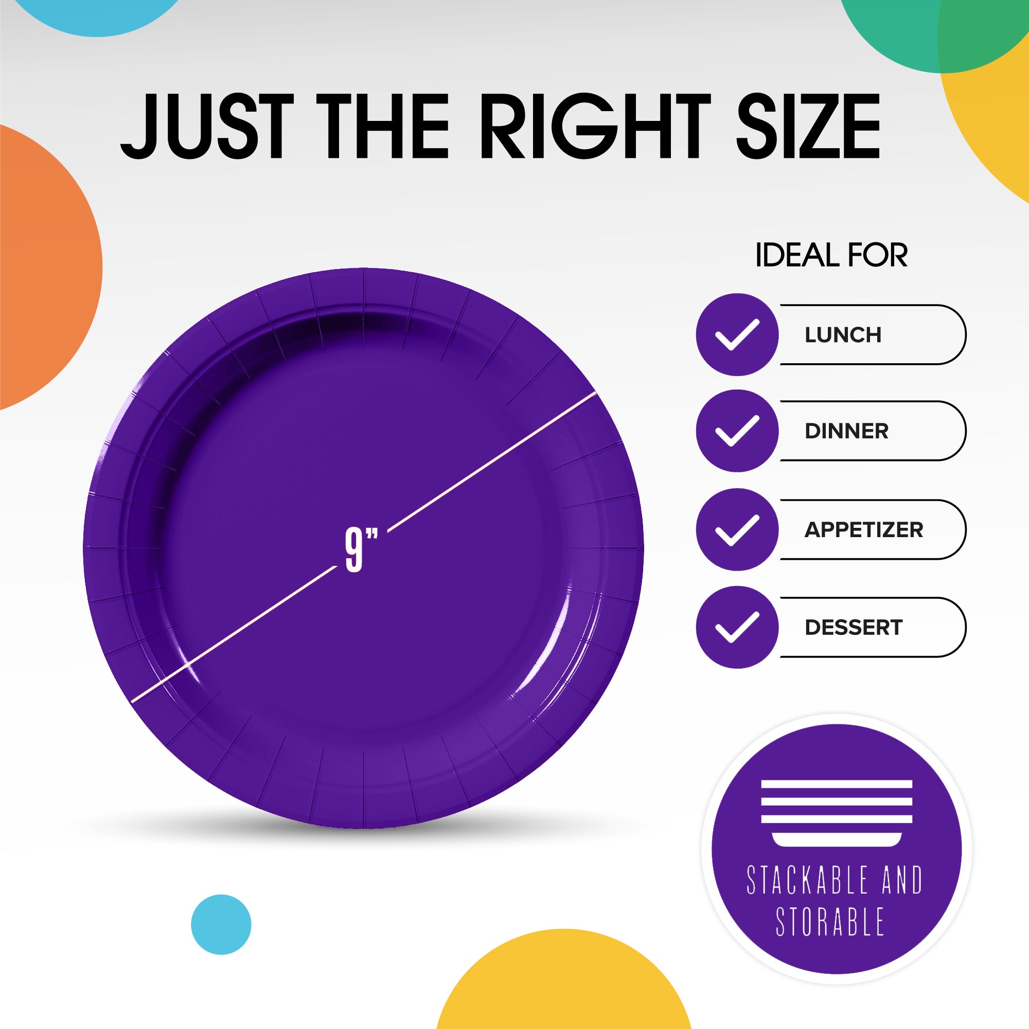 9 In. Purple Paper Plates - 20 Ct.