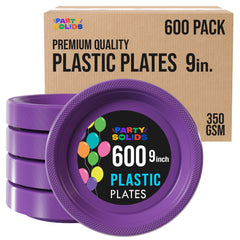 9 in. Purple Plastic Plates | Case of 600