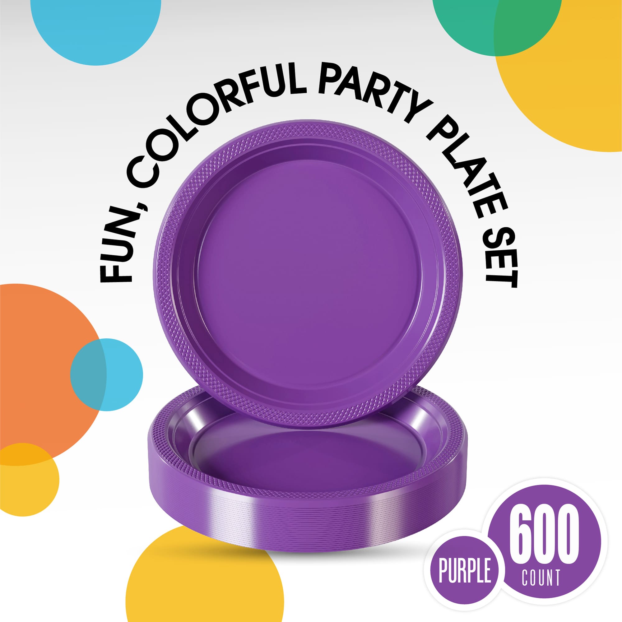 7 In. Purple Plastic Plates | Case of 600