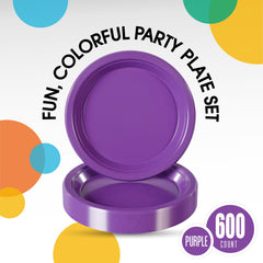 10 In. Purple Plastic Plates | Case of 600