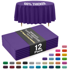 Premium Round Purple Plastic Table Covers | 12 Pack | 84 in.
