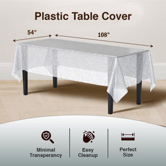 White Floral Plastic Table Covers | 12 Pack