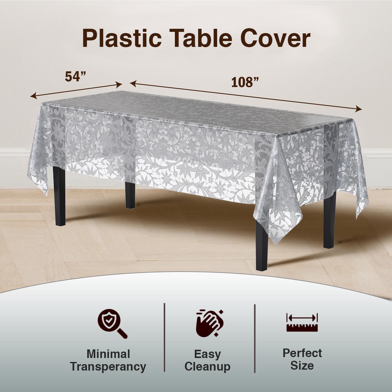 Silver Lace Plastic Table Cover | Case of 48