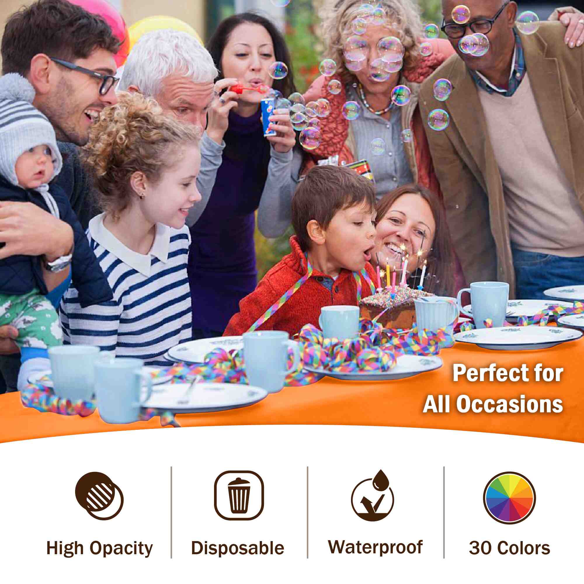 Unleashed - Orange Plastic Table Cover | Case of 48