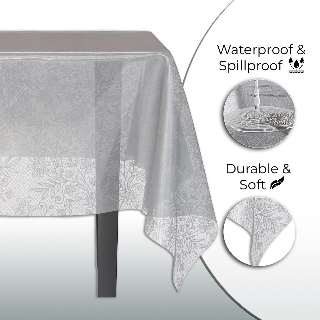 Premium Silver Floral Plastic Table Covers | 12 Count