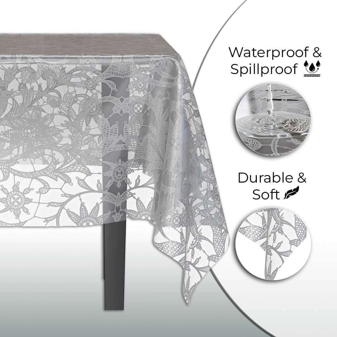 Silver Lace Plastic Table Cover | Case of 48