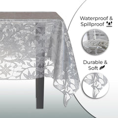 Silver Lace Plastic Table Covers | 6 Pack | 54 in. x 108 in.