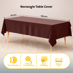 Brown Plastic Table Covers | 12 Pack | 54 in. x 108 in.