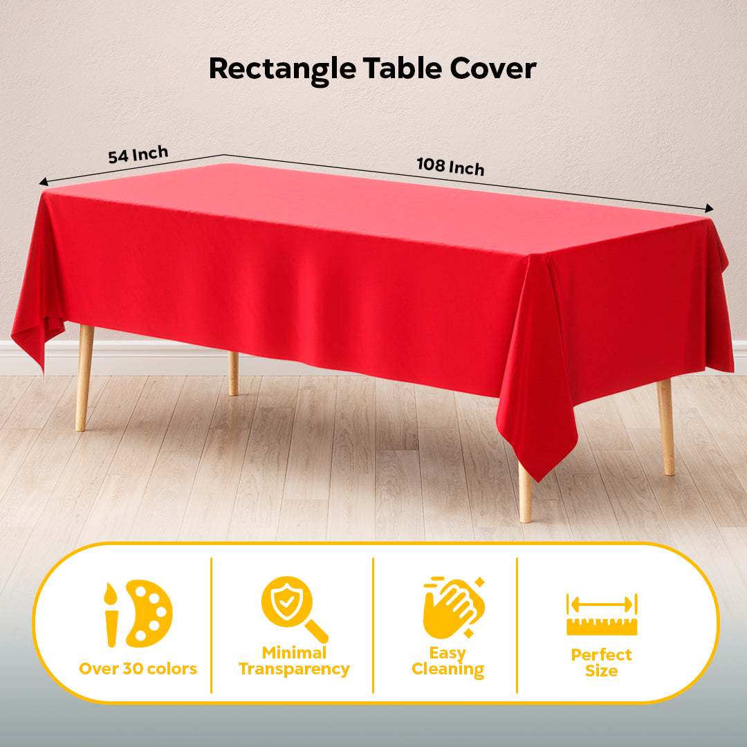 Red Plastic Table Covers | 6 Pack | 54 in. x 108 in.