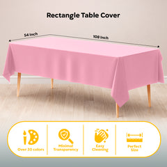 Pink Plastic Table Cover | 54 in. x 108 in.