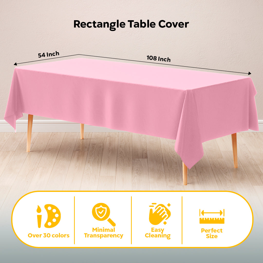 Pink Plastic Table Covers | 6 Pack | 54 in. x 108 in.