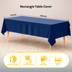 Navy Blue Plastic Table Covers | 6 Pack | 54 in. x 108 in.