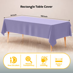 Lavender Plastic Table Covers | 6 Pack | 54 in. x 108 in.