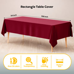 Burgundy Plastic Table Covers | 6 Pack | 54 in. x 108 in.