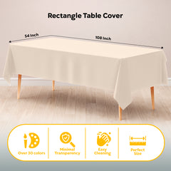 Ivory Plastic Table Cover | 54 in. x 108 in.
