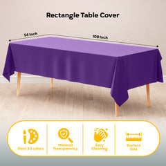 Purple Plastic Table Covers | 6 Pack | 54 in. x 108 in.
