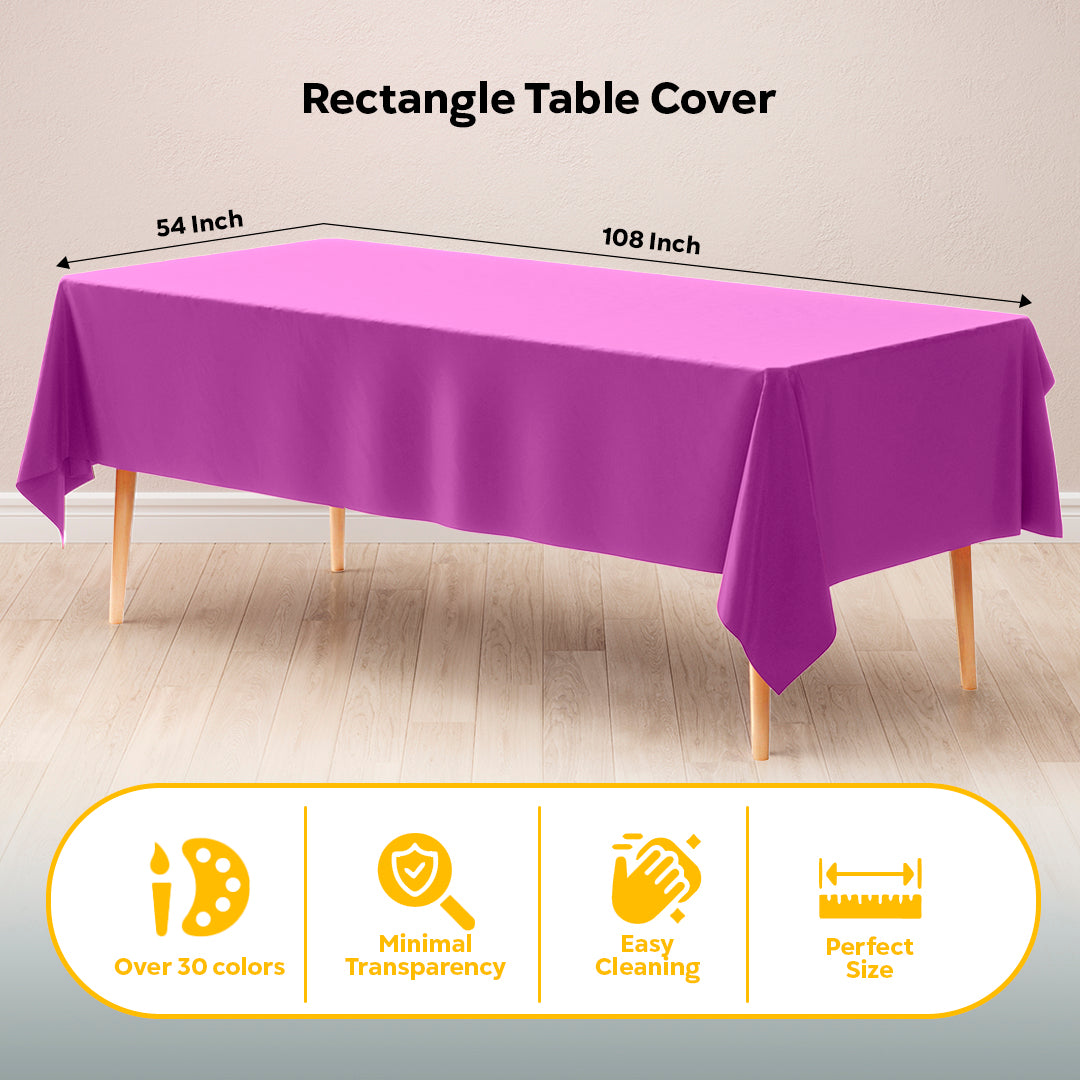 Magenta Plastic Table Covers | 12 Pack | 54 in. x 108 in.