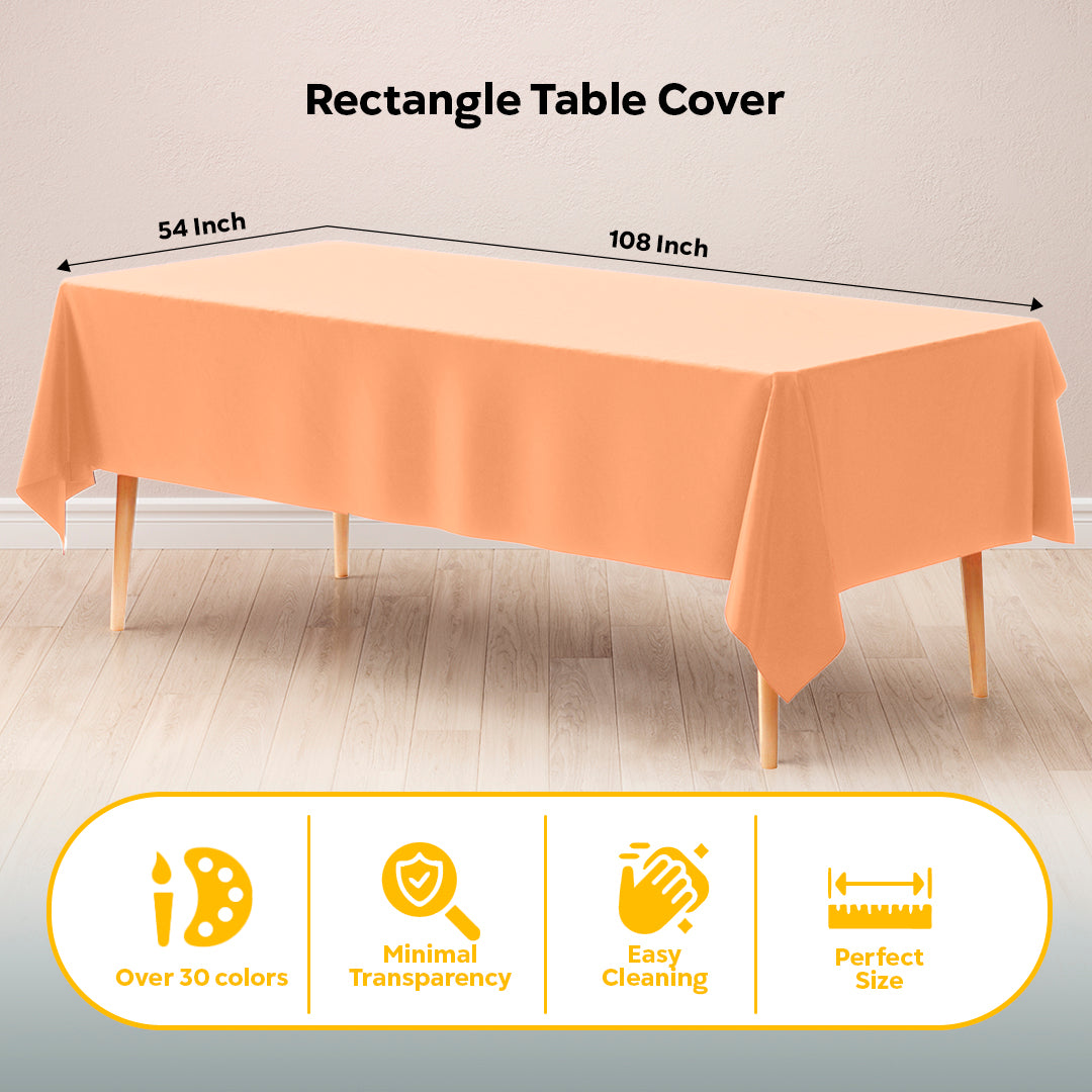 Peach Plastic Table Covers | 6 Pack | 54 in. x 108 in.