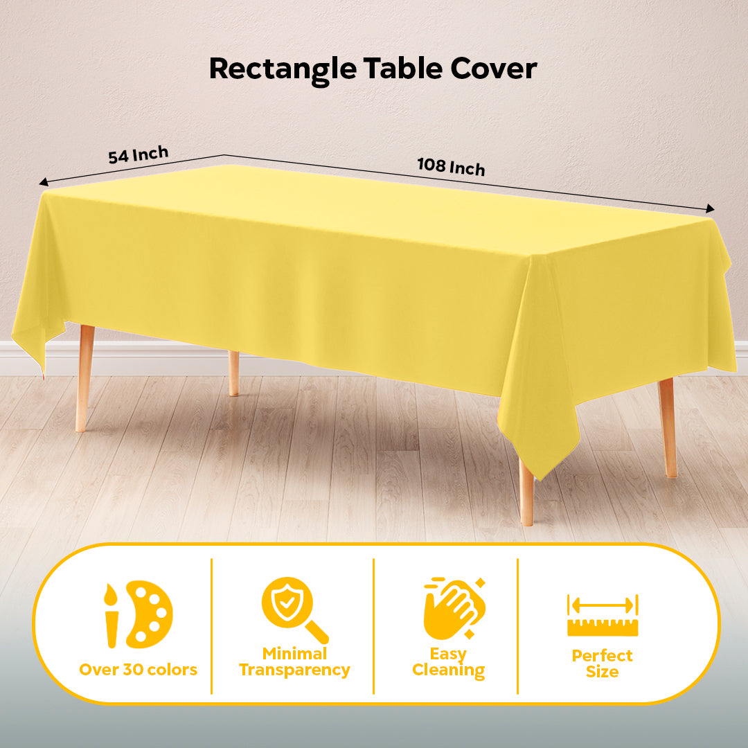 Light Yellow Plastic Table Covers | 6 Pack | 54 in. x 108 in.