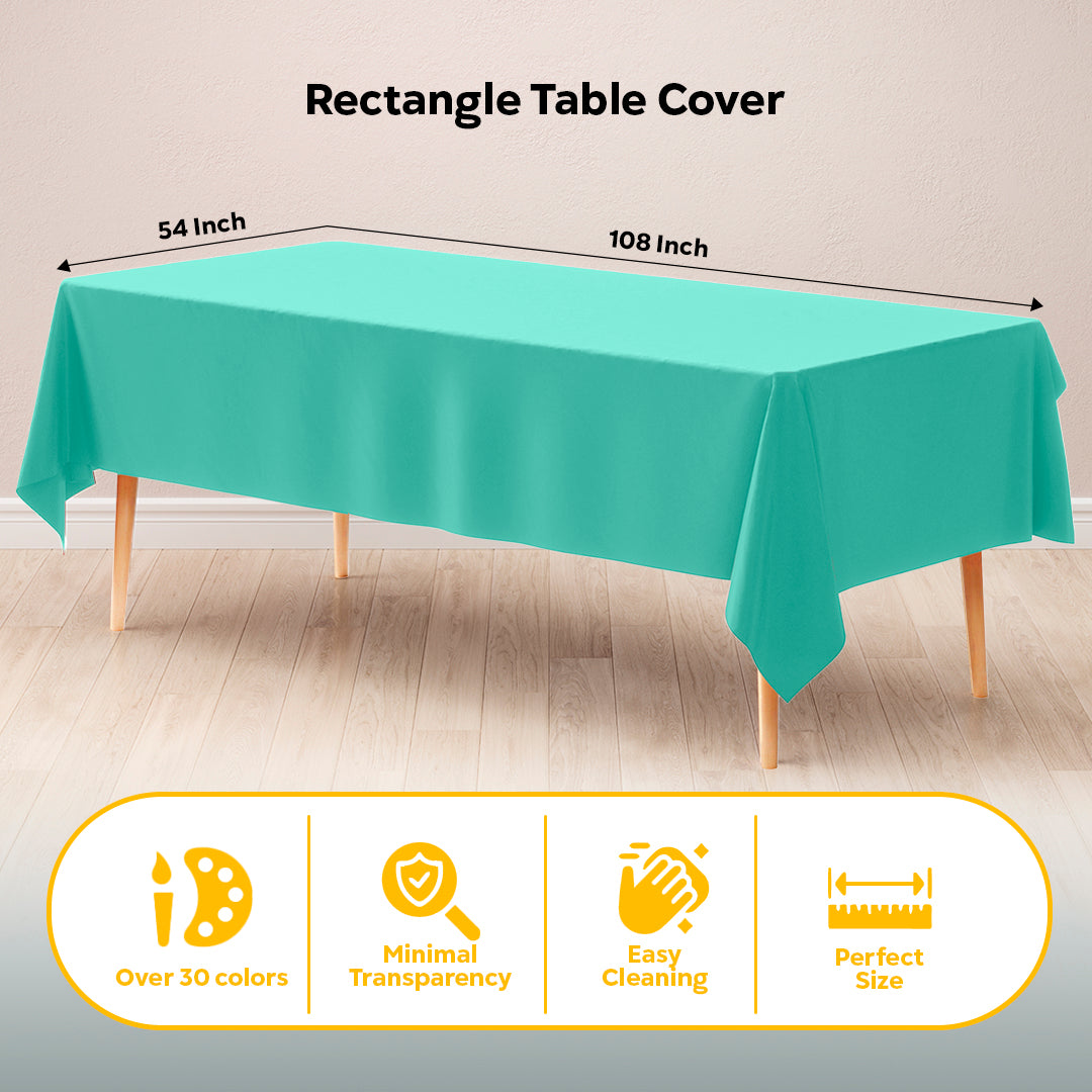 Mint Plastic Table Covers | 12 Pack | 54 in. x 108 in.