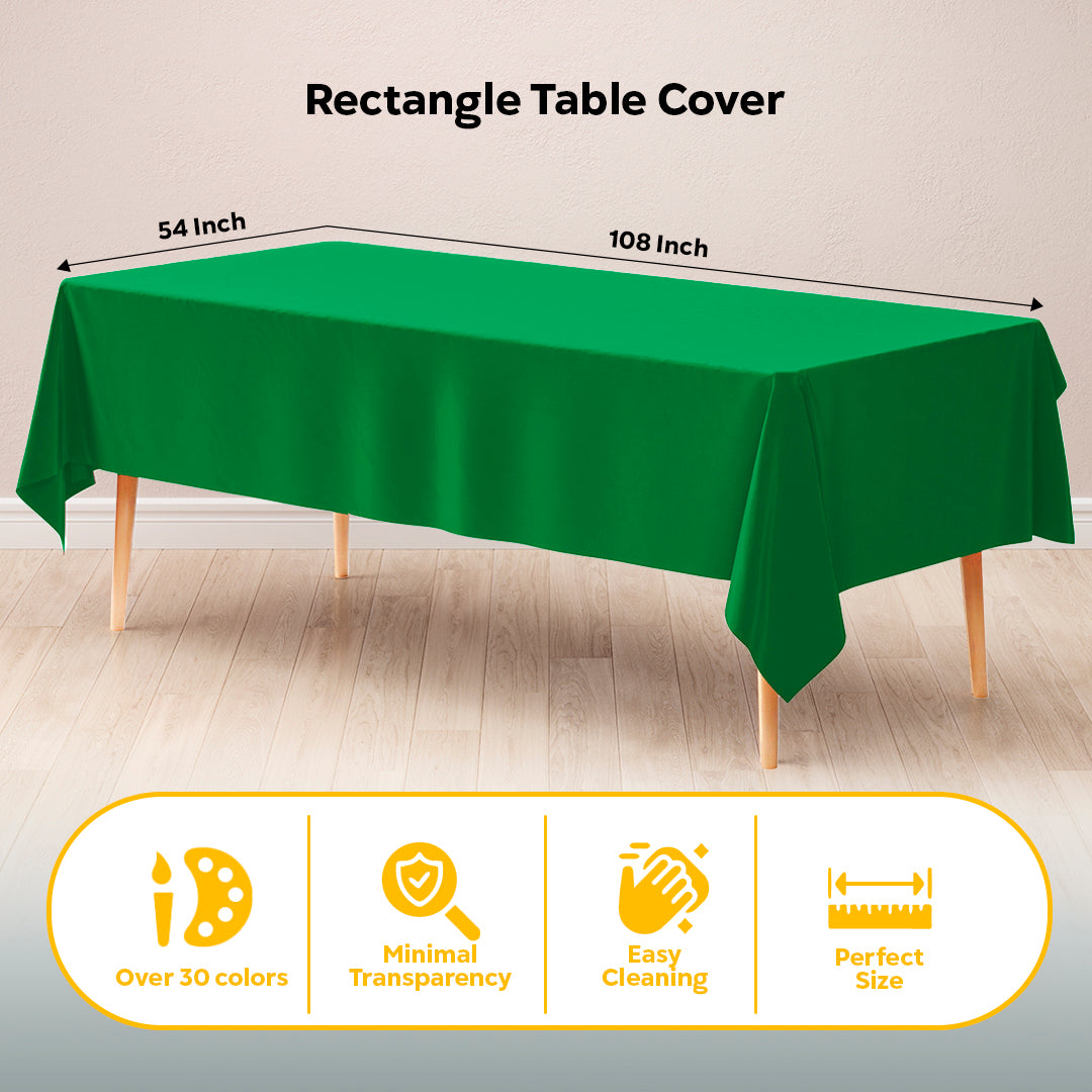 Emerald Green Plastic Table Covers | 6 Pack | 54 in. x 108 in.