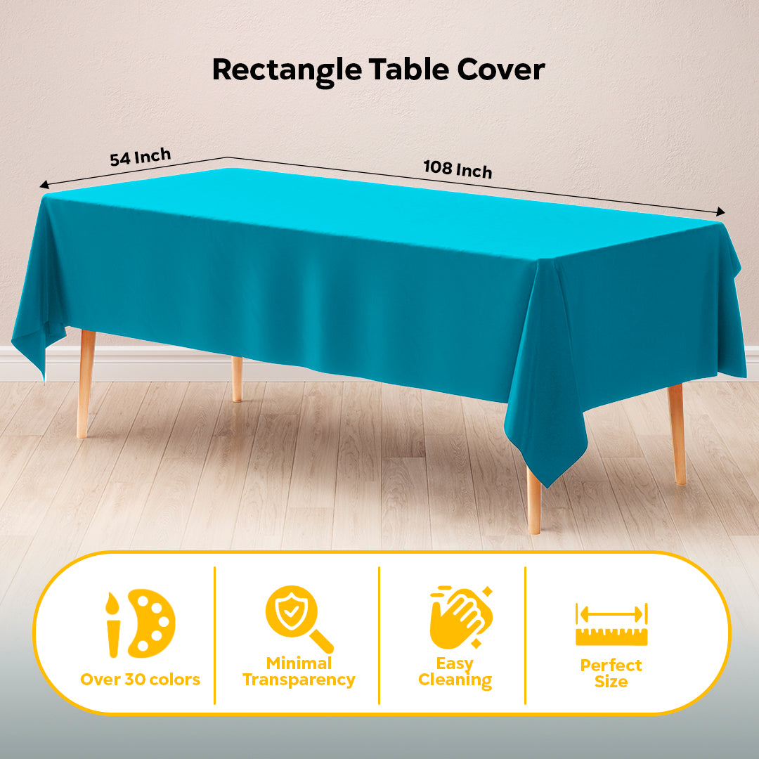 Turquoise Plastic Table Covers | 12 Pack | 54 in. x 108 in.