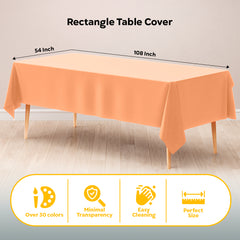 Peach Plastic Table Covers | 12 Pack | 54 in. x 108 in.