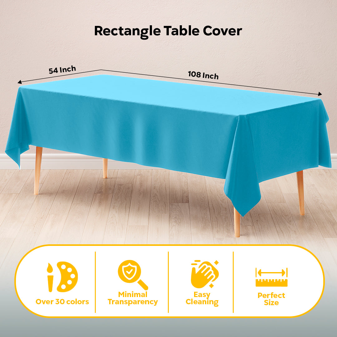 Sky Blue Plastic Table Covers | 12 Pack | 54 in. x 108 in.