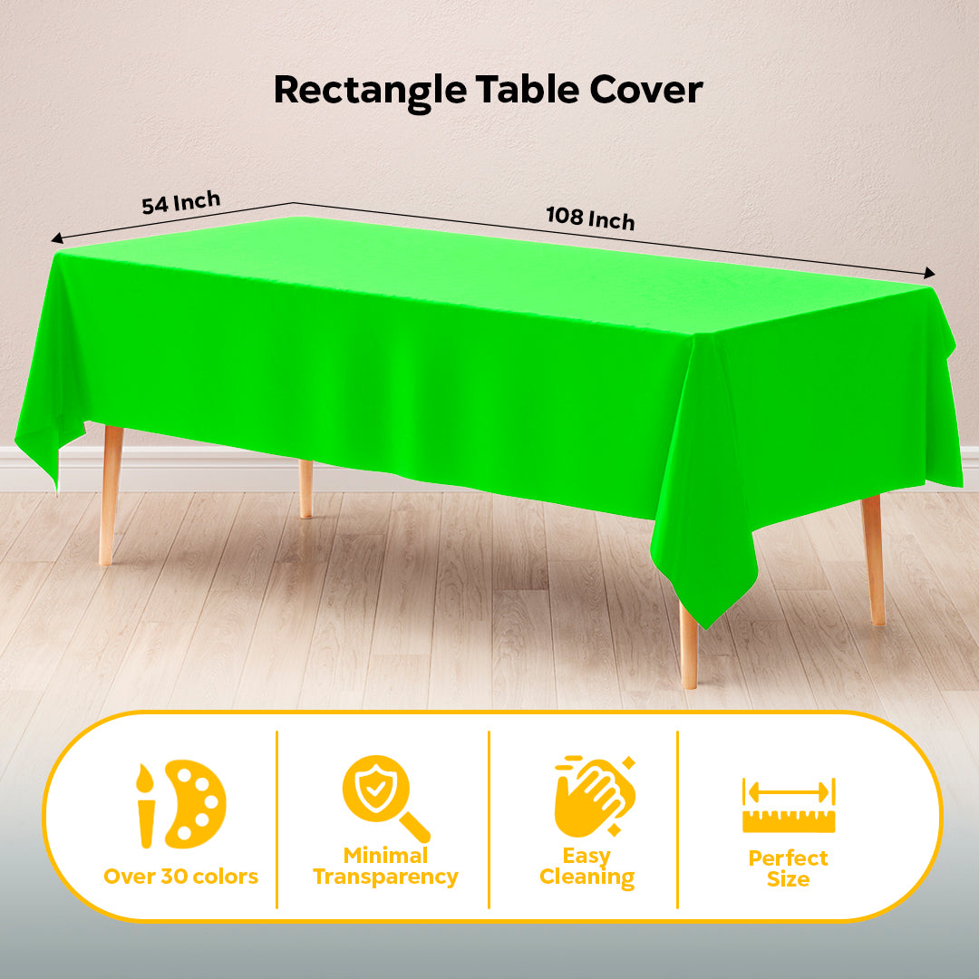 Lime Green Plastic Table Cover | 54 in. x 108 in.