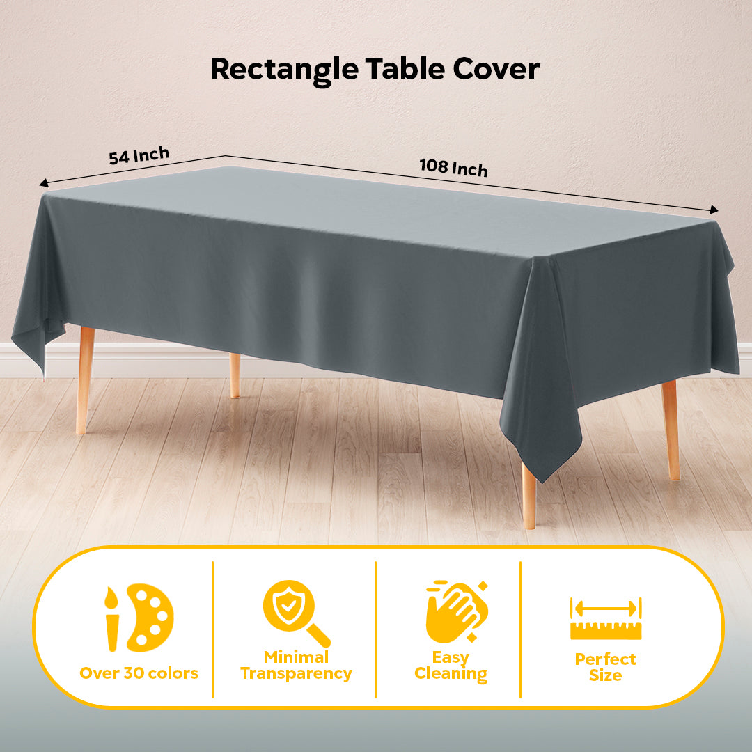 Silver Plastic Table Cover | 54 in. x 108 in.