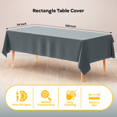 Silver Plastic Table Covers | 12 Pack | 54 in. x 108 in.