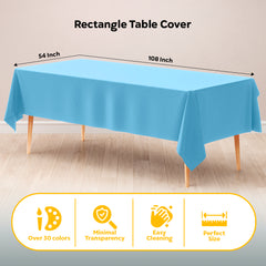 Light Blue Plastic Table Covers | 6 Pack | 54 in. x 108 in.
