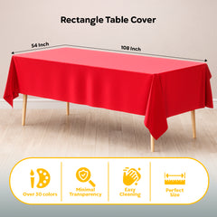 Red Plastic Table Cover | Case of 48 | 54 in. x 108 in.