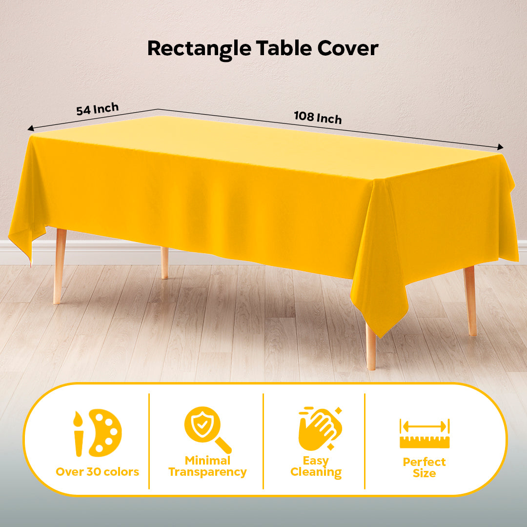 Yellow Plastic Table Cover | Case of 48 | 54 in. x 108 in.