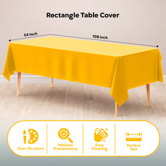 Yellow Plastic Table Cover | Case of 48 | 54 in. x 108 in.