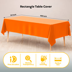 Orange Plastic Table Cover | Case of 48 | 54 in. x 108 in.