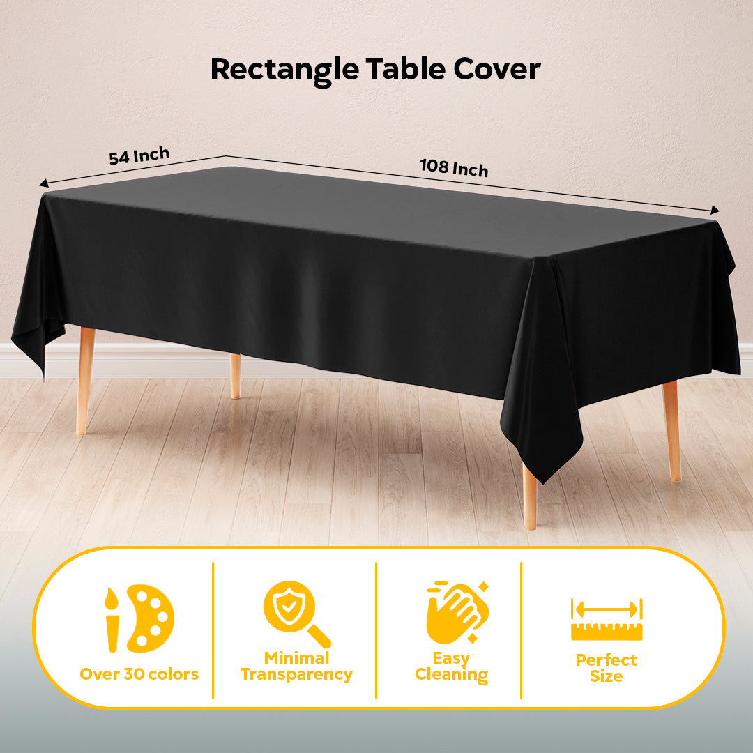 Black Plastic Table Covers | 12 Pack | 54 in. x 108 in.