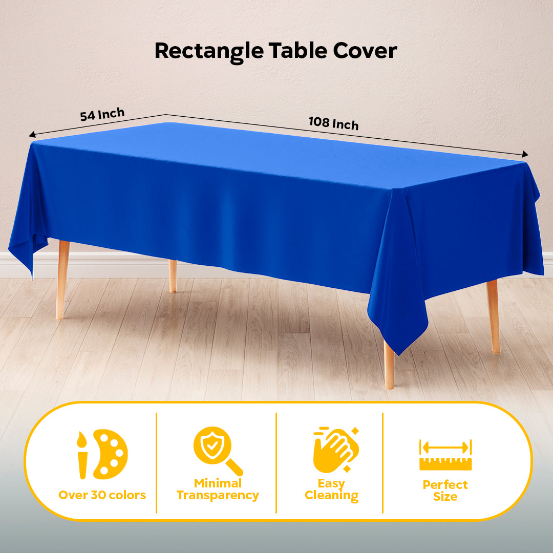 Dark Blue Plastic Table Covers | 12 Pack | 54 in. x 108 in.