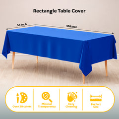 Dark Blue Plastic Table Covers | 12 Pack | 54 in. x 108 in.